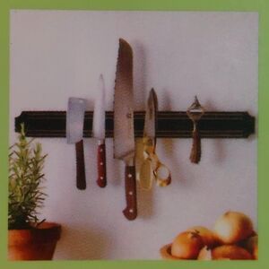 19.5 in Magnetic Kitchen Knife Holder, Black, Includes Screws & Wall Anchors